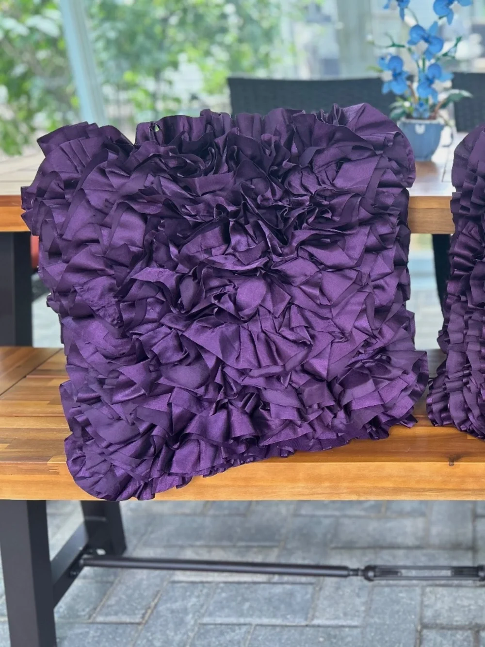 Set of 2 3D Flower Ruffled Pillows Purple Amethyst 21